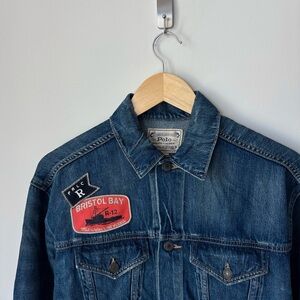 Polo Ralph Lauren Denim Patch Trucker Jacket Women’s S Letterman Varsity Crest